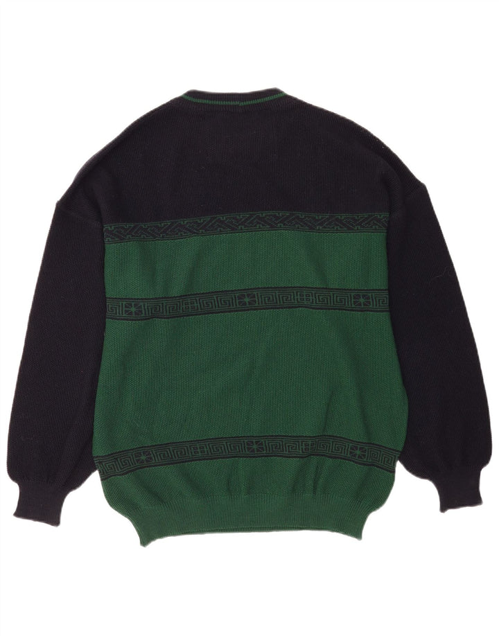 Maglione girocollo da uomo Il Granchio color block verde medio