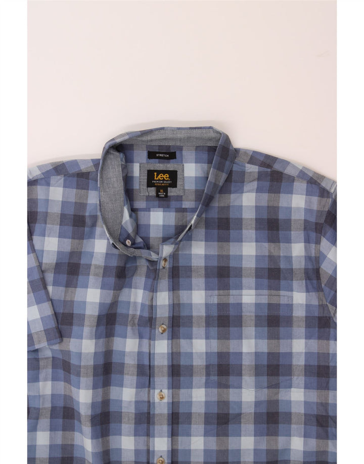 LEE Mens Regular Fit Short Sleeve Shirt XL Blue Check Cotton Vintage Lee and Second-Hand Lee from Messina Hembry 