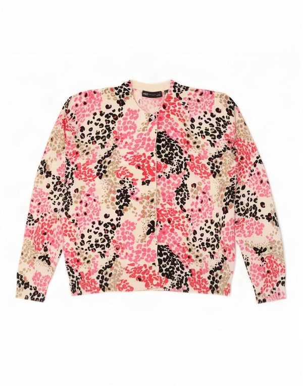 Maglione cardigan da donna Marks & Spencer UK 14 Stampa animalier beige medio