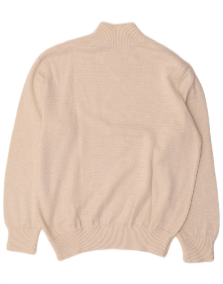 Maglione maglione collo alto da donna VINTAGE UK 16 grande bianco