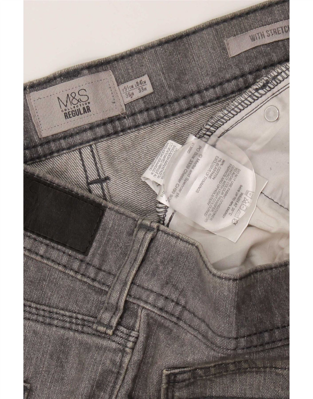Jeans dritti regolari da donna Marks & Spencer W36 L33 cotone grigio