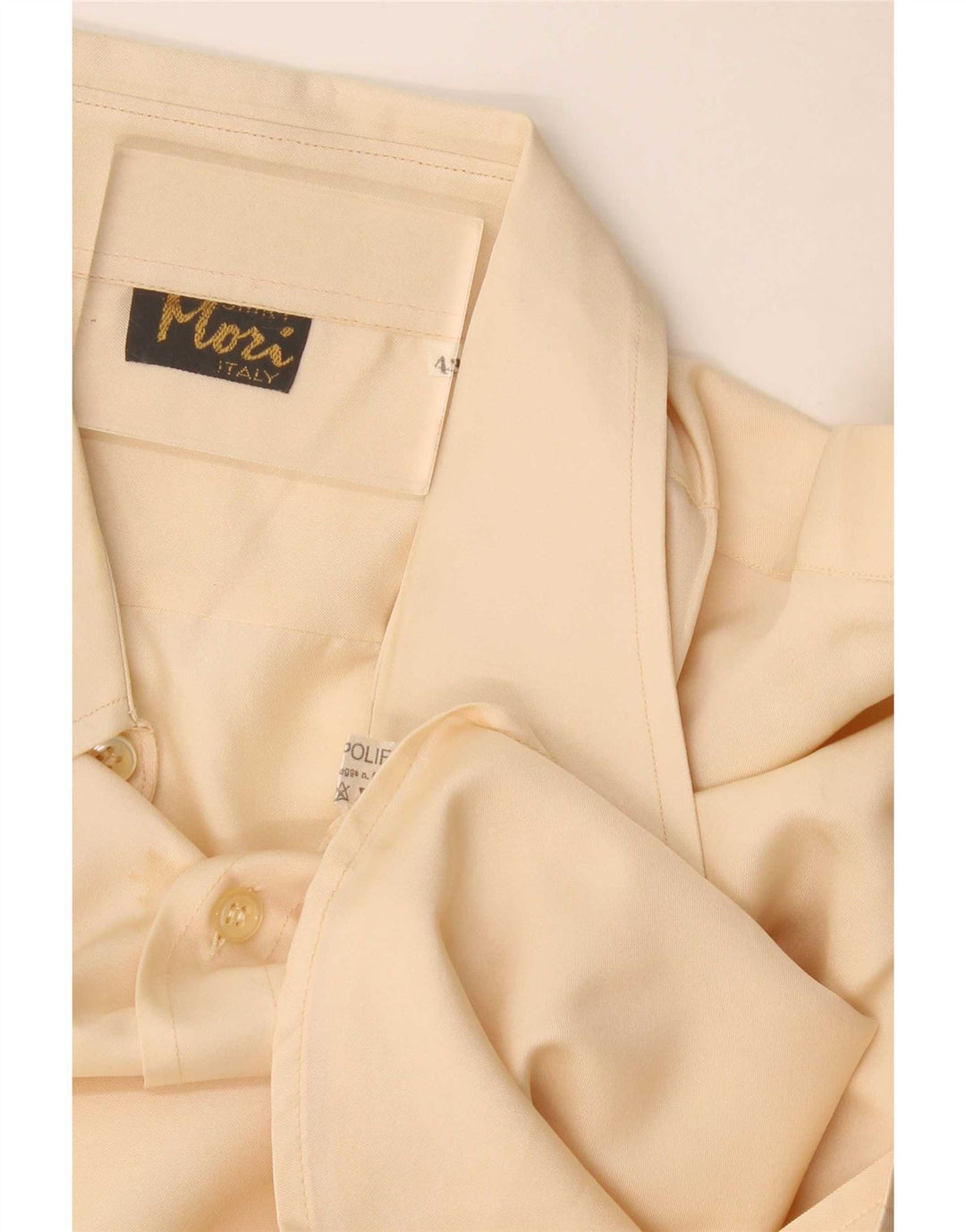 Camicia da uomo vintage taglia 43 grande poliestere beige