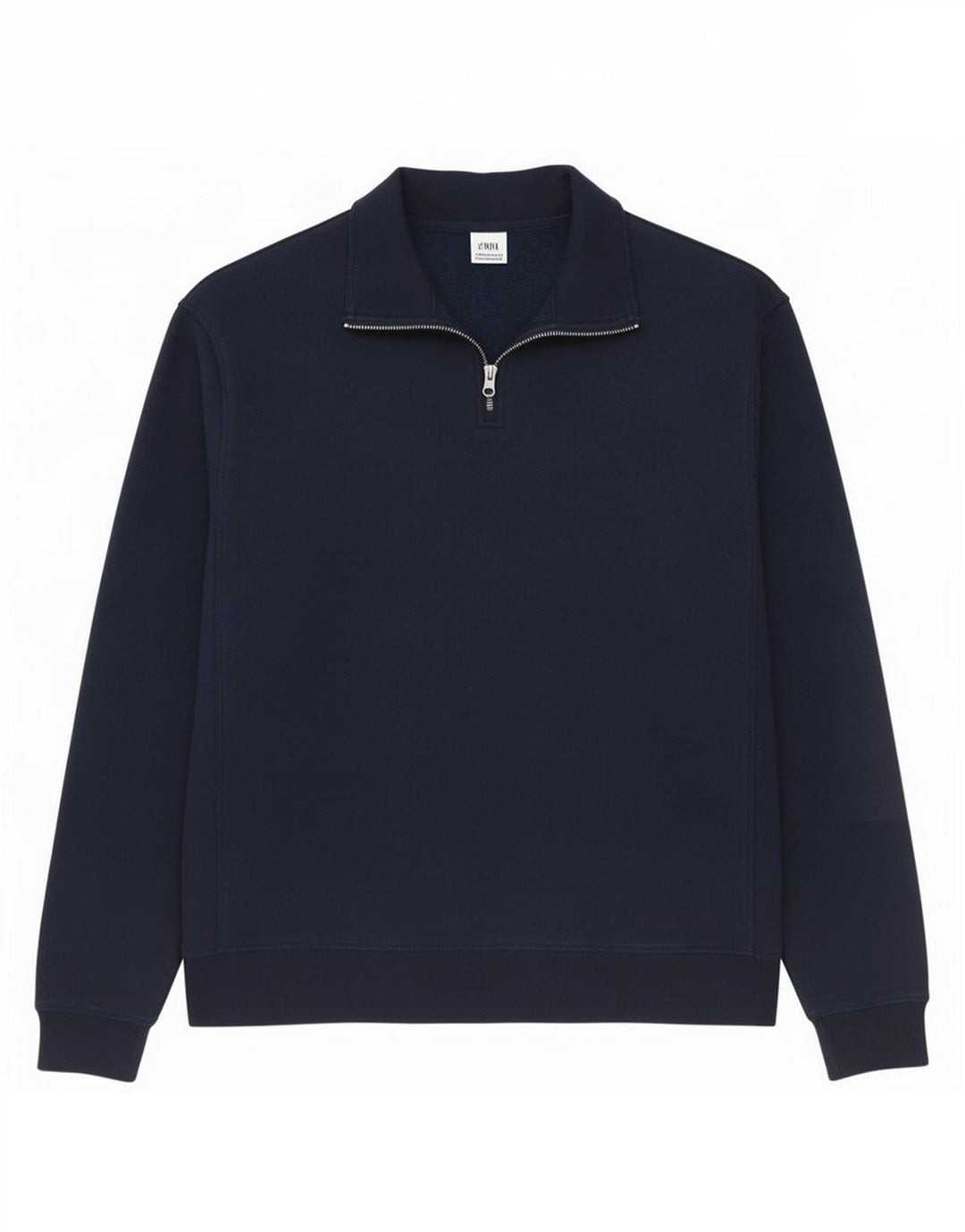 Felpa Zara da uomo con collo con zip, maglione medio, blu navy in poliestere