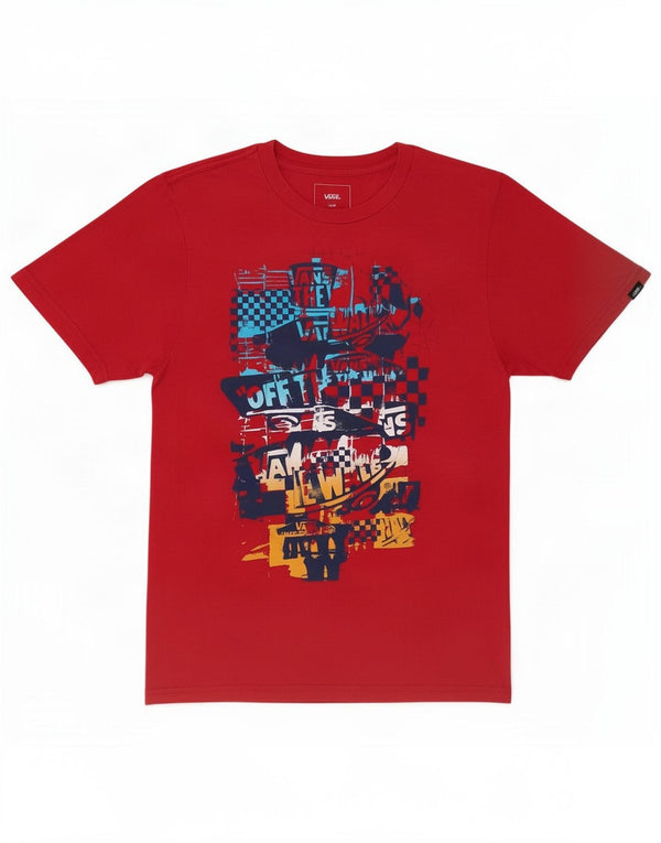 Vans Boys Custom Fit Graphic T-Shirt Top 12-13 Years Large Red Cotton