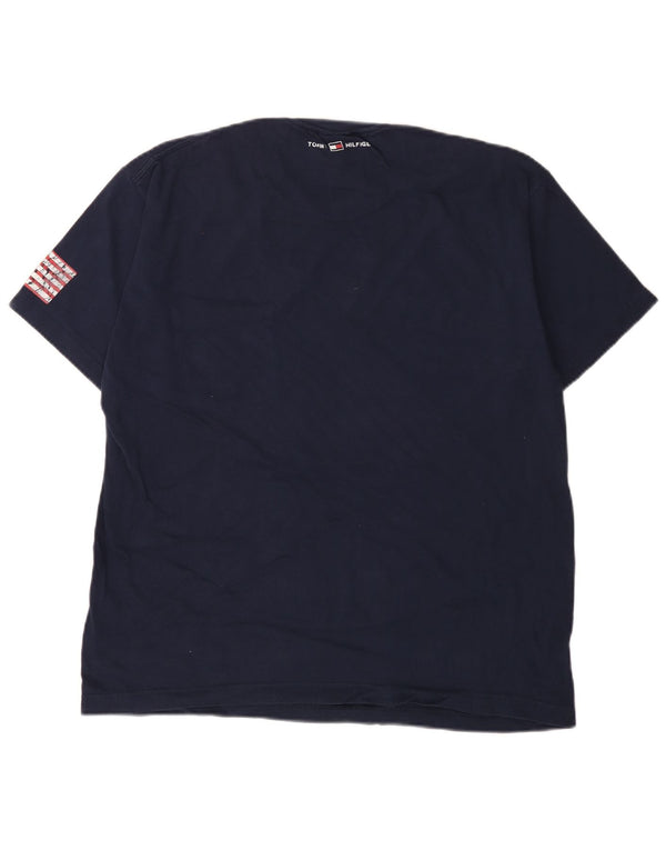 Tommy Hilfiger Mens Graphic T-Shirt Top Large Navy Blue Cotton USA