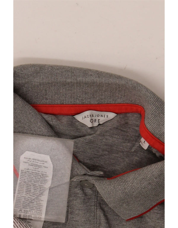 Polo da uomo JACK & JONES grande in cotone grigio