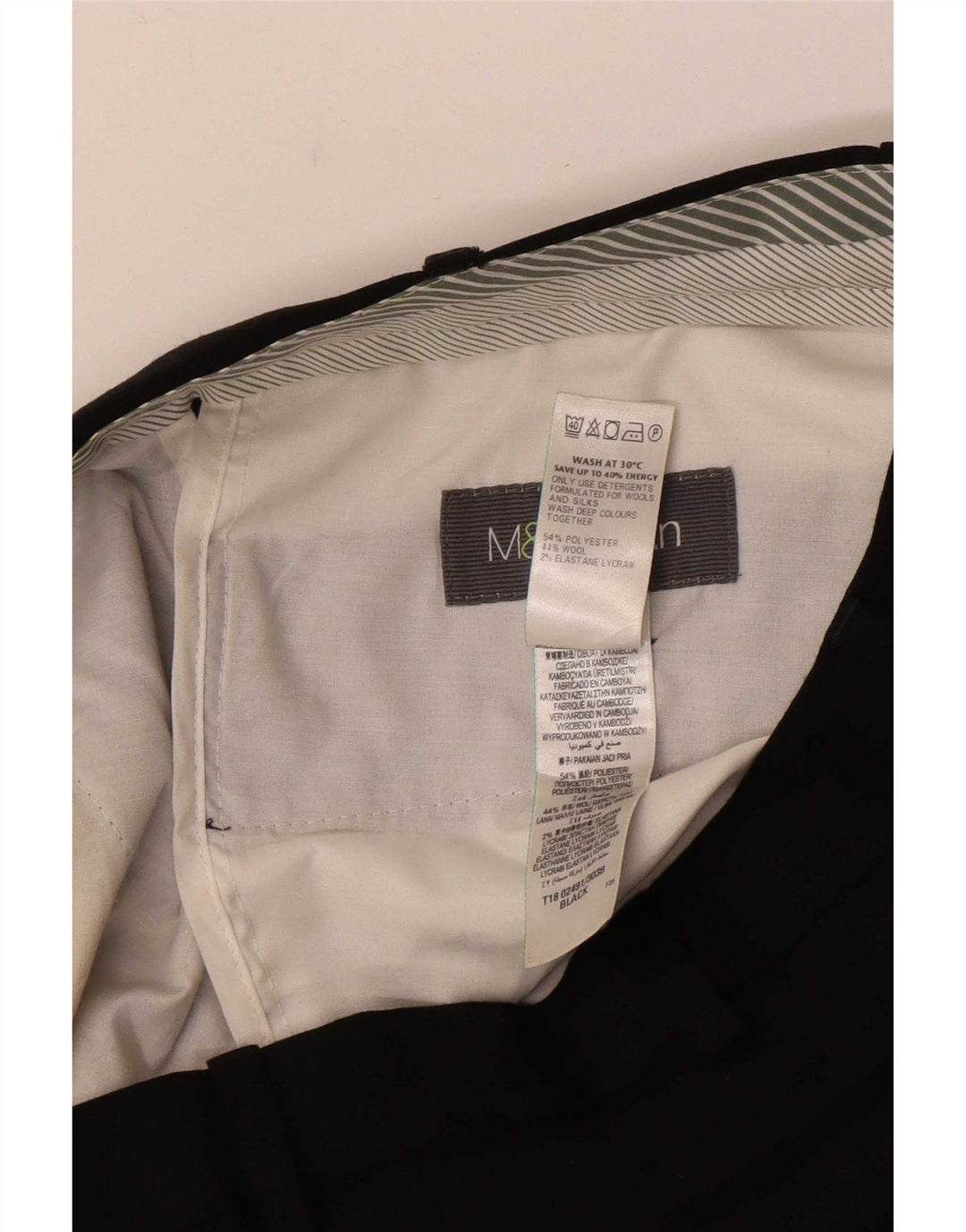 Pantaloni da abito dritti da uomo Marks & Spencer W32 L31 poliestere nero
