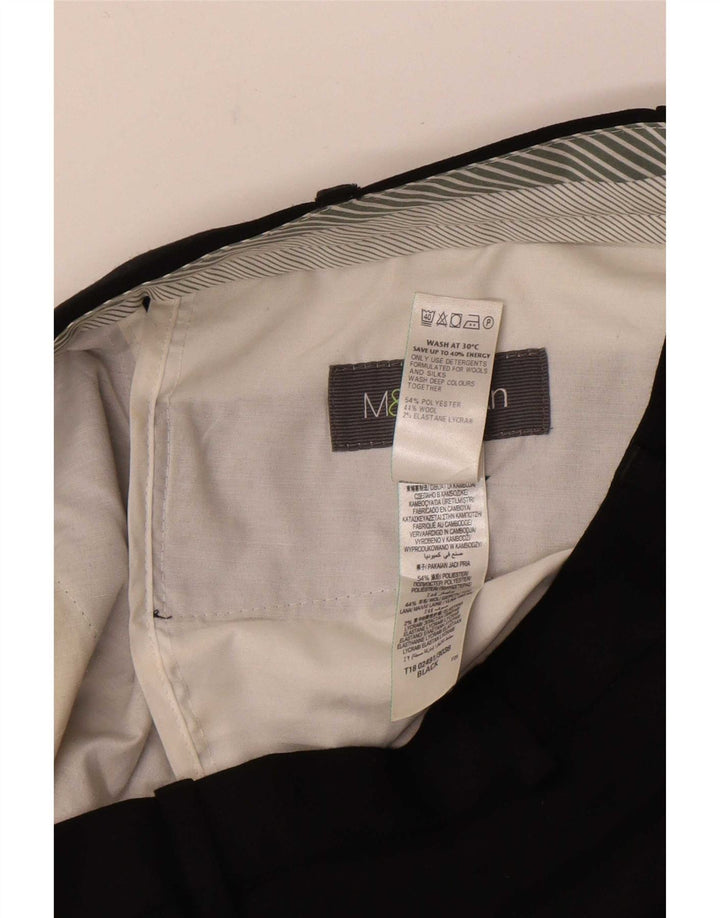 Pantaloni da abito dritti da uomo Marks & Spencer W32 L31 poliestere nero