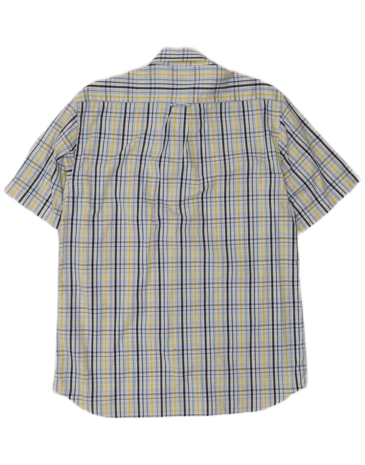 Gant Camicia da uomo a maniche corte vestibilità regolare in cotone a quadri blu medio