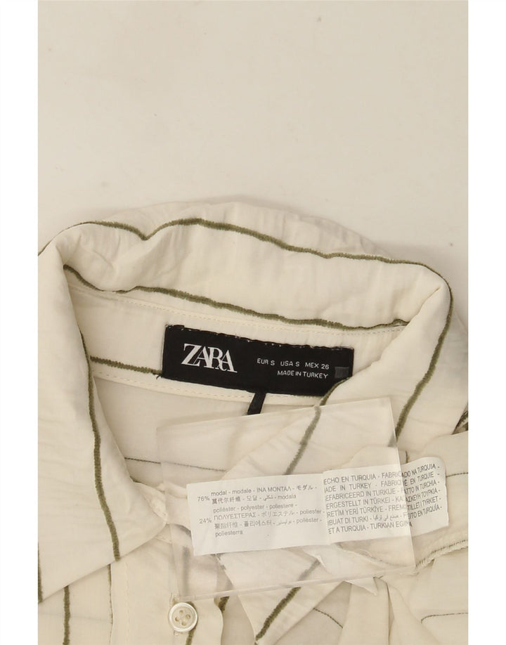 Camicia oversize da donna ZARA UK 10 Small White Striped Modal