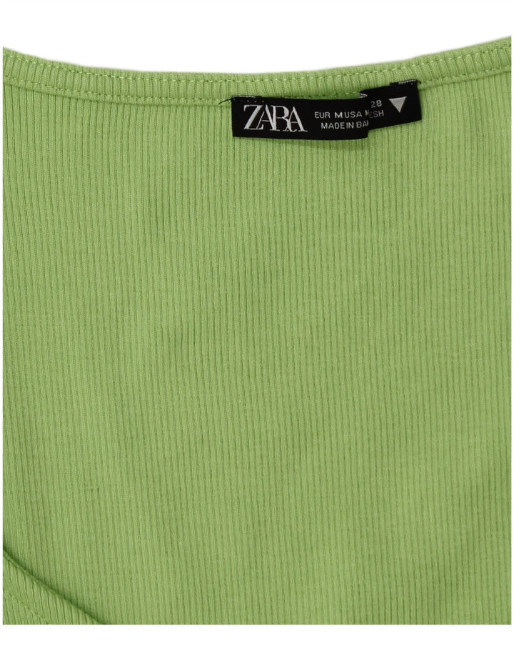 Top corto in camicetta corta da donna Zara UK 12 verde medio