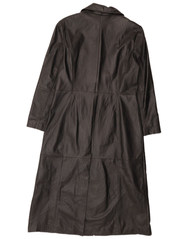 Cappotto in pelle vintage da donna EU 40 medio nero