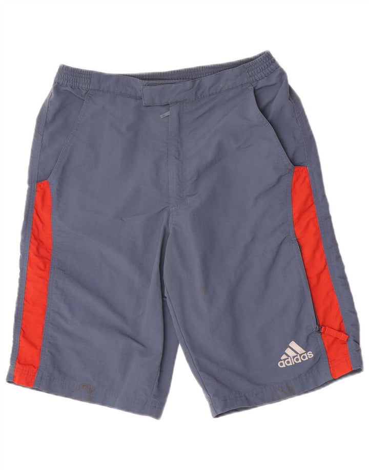 Pantaloncini cargo Adidas da ragazzo 13-14 anni W30 Blu Colourblock in poliammide