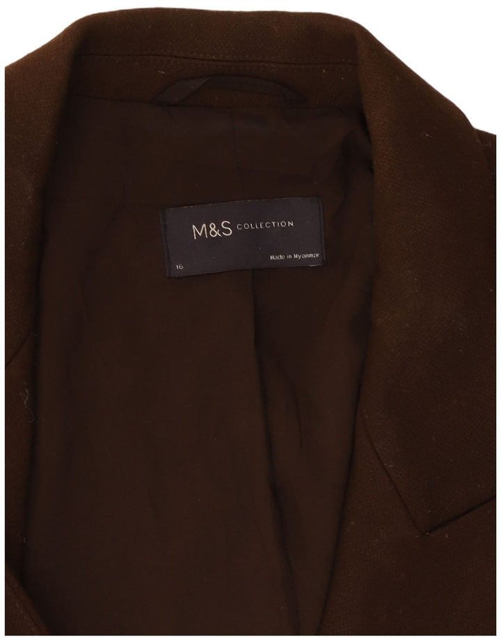 Giacca blazer doppiopetto da donna Marks & Spencer UK 16 grande marrone