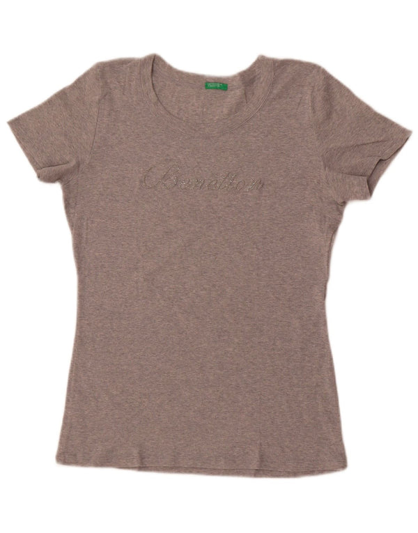 T-shirt grafica da donna Benetton Top UK 14 Large Grey Flecked