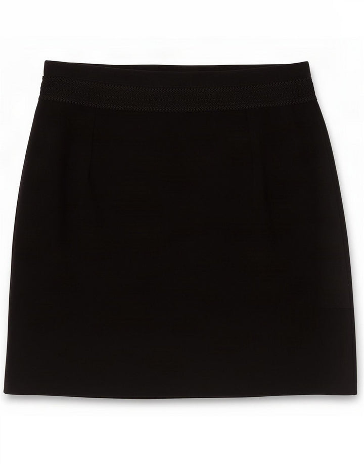 Minigonna vintage da donna UK 14 media W28 poliestere nero