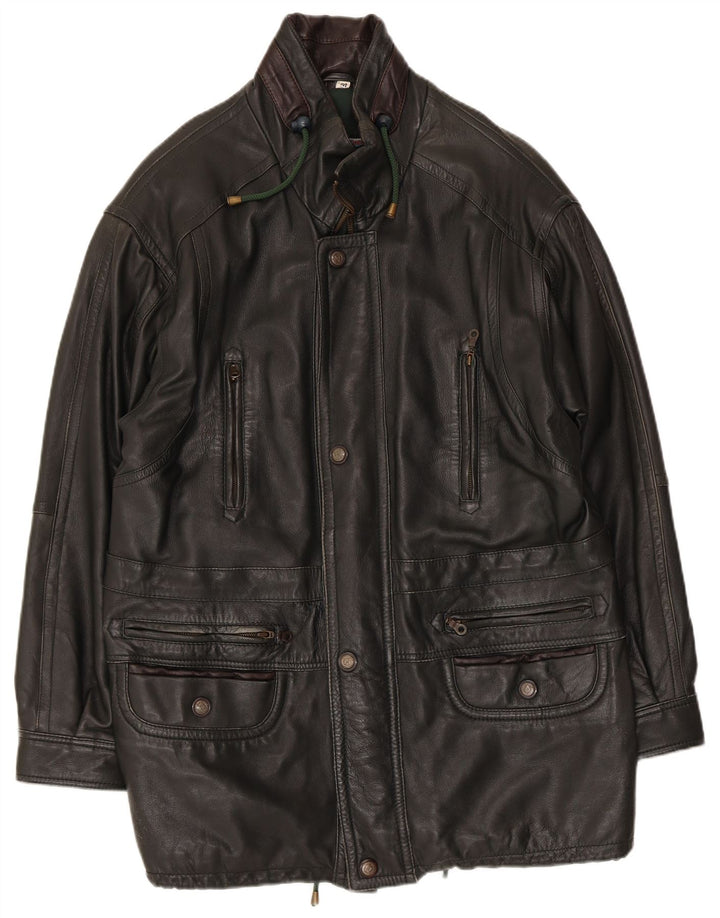 Cappotto in pelle da uomo Shelter Bay UK 38 medio nero