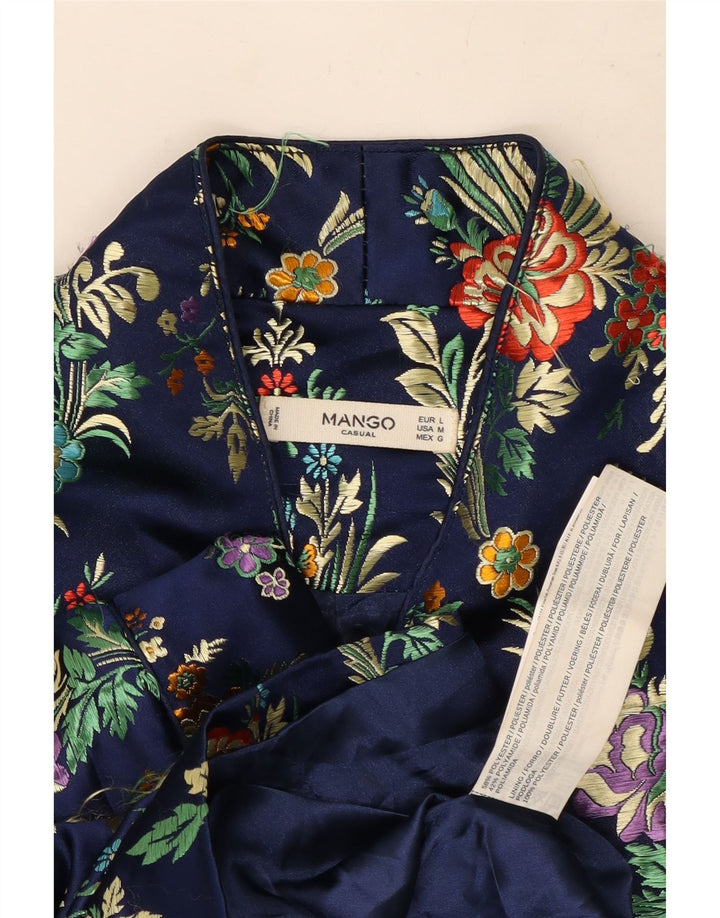 Giacca blazer a 3 bottoni da donna Mango UK 16 Grande poliestere floreale blu