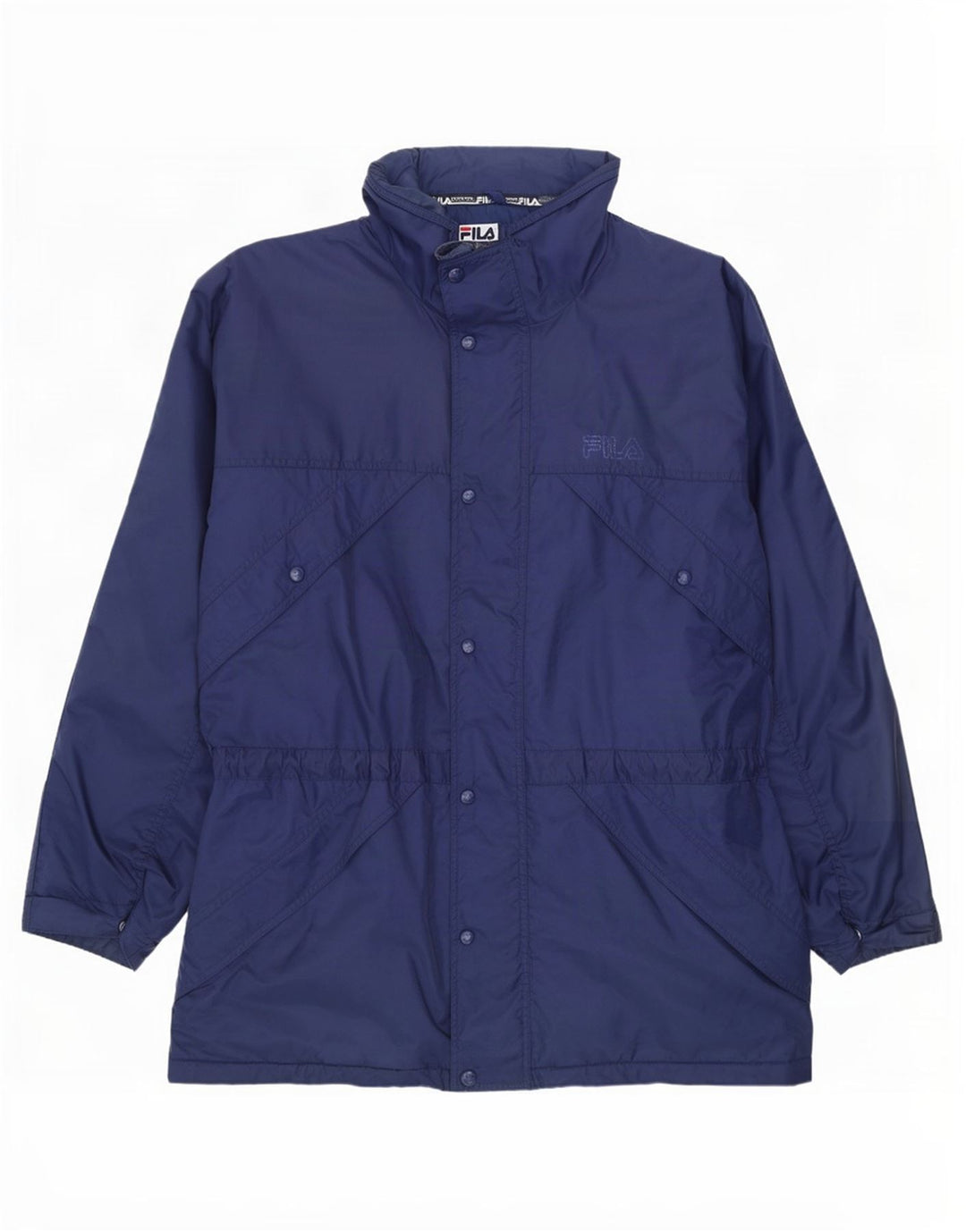 Giacca a vento con cappuccio da uomo Fila UK 40 Large in nylon blu navy