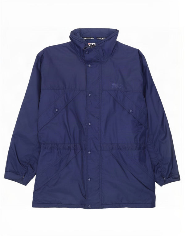 Giacca a vento con cappuccio da uomo Fila UK 40 Large in nylon blu navy