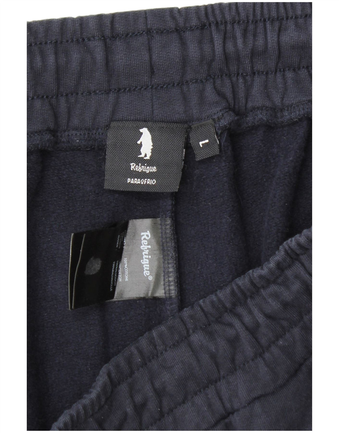 REFRIGUE Mens Graphic Tracksuit Trousers Joggers Large  Navy Blue Cotton