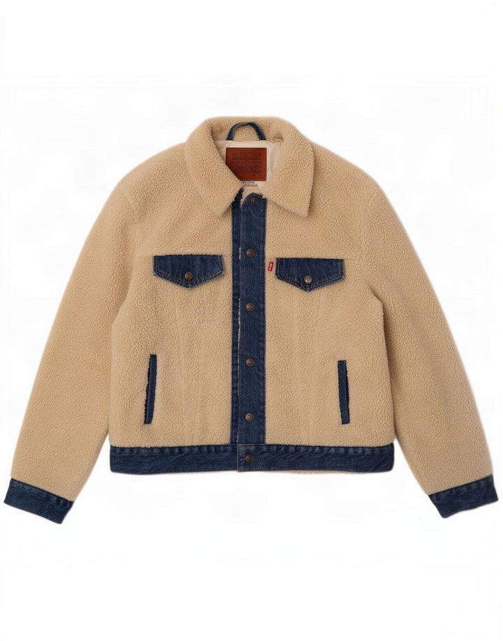 Giacca in pile da uomo Levi's Teddy Bear UK 38 blocco colore bianco sporco medio