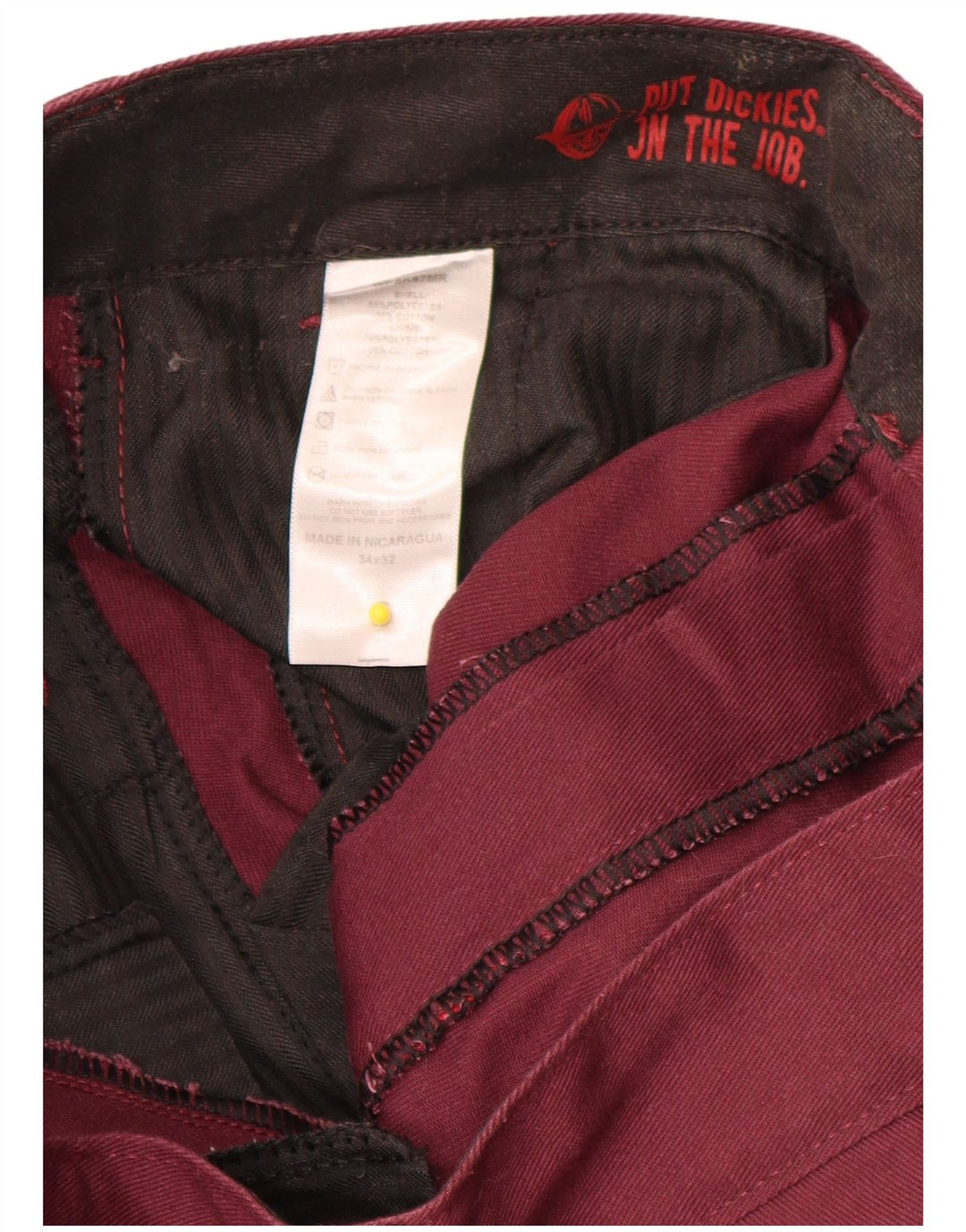 Pantaloni chino dritti da uomo Dickies W34 L32 poliestere bordeaux