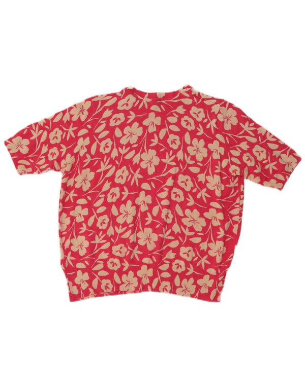Maglione maglione con scollo a barca da donna Marks & Spencer UK 14 grande floreale rosa