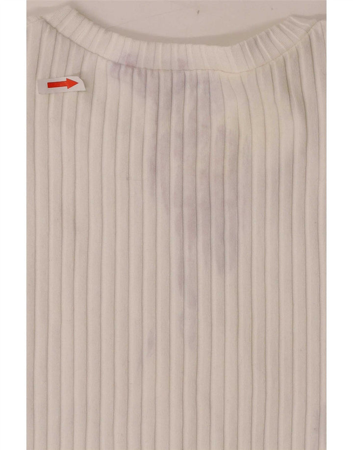T-shirt corta da donna Zara UK 12 poliestere bianco medio