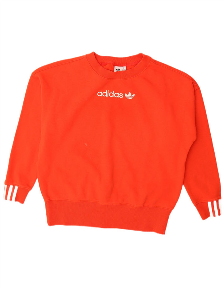 Felpa con grafica oversize da donna Adidas UK 8 Small Orange Cotton