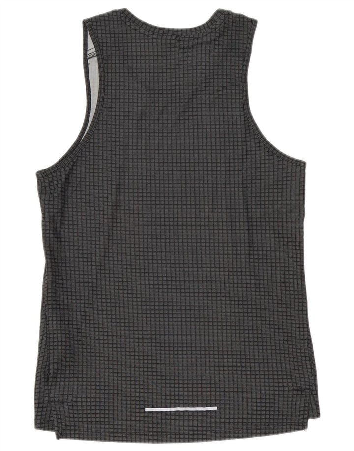 Canotta Nike Dri Fit da uomo, piccola, in poliestere a quadri grigi