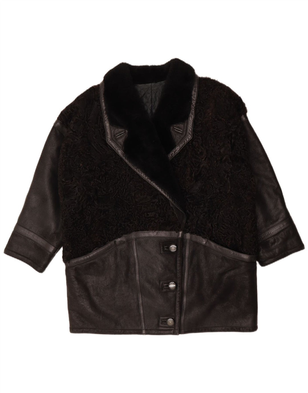 Vintage Womens Oversized Coat IT 46 Large Black Colourblock