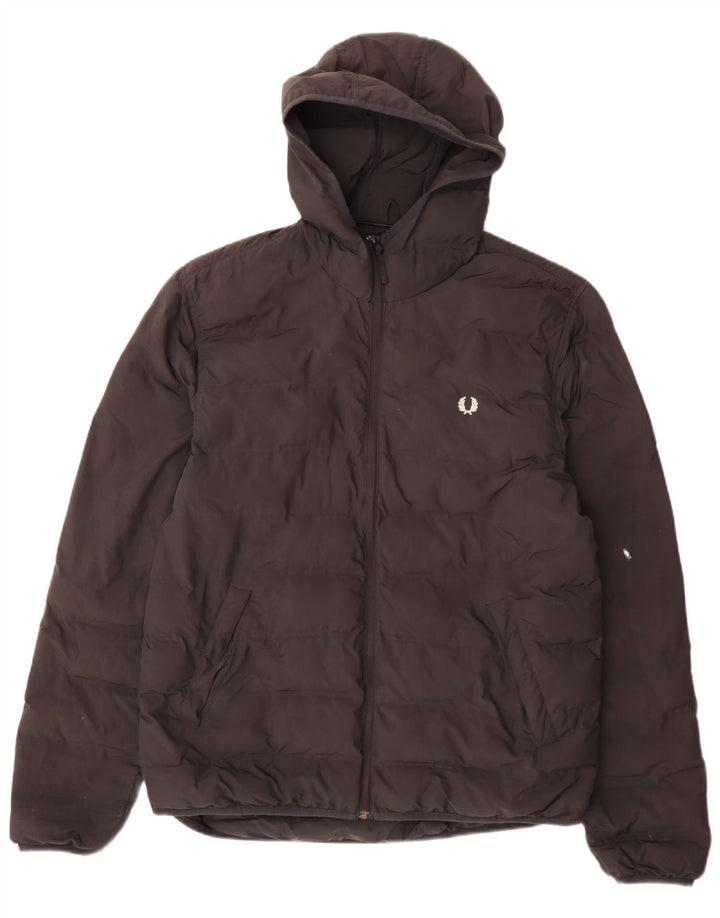 Giacca imbottita con cappuccio da uomo Fred Perry UK 40 grande poliestere nero