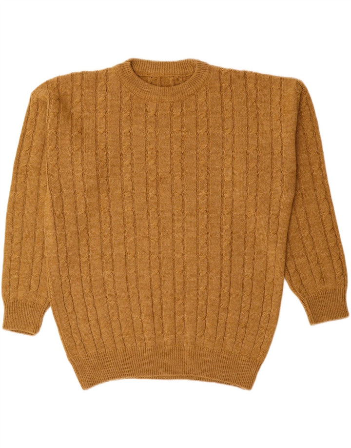 VINTAGE Mens Crew Neck Jumper Sweater IT 48/50 Medium Brown Acrylic
