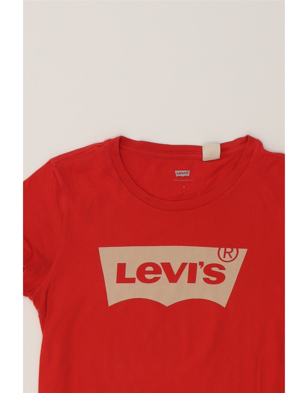 LEVI'S Womens Graphic T-Shirt Top UK 10 Small Red Cotton Vintage Levi's and Second-Hand Levi's from Messina Hembry 