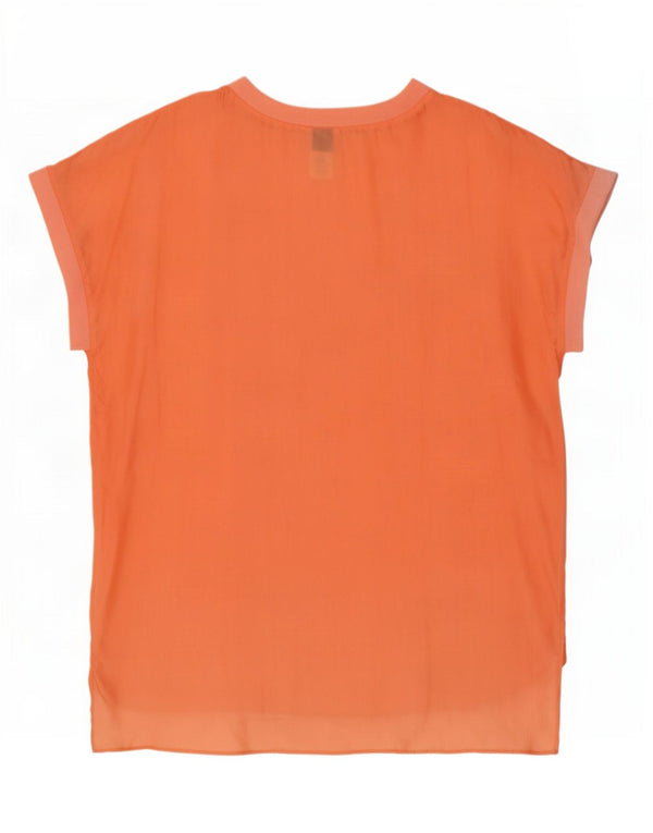Abito a trapezio vintage da donna UK 20 2XL seta arancione
