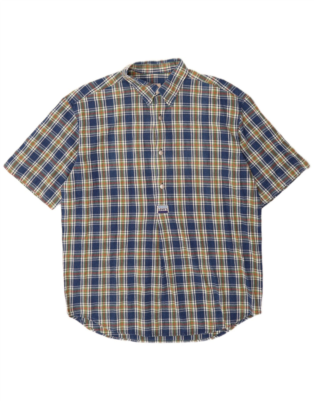 LEVI'S Camicia pullover a maniche corte da uomo in cotone a quadri blu grande