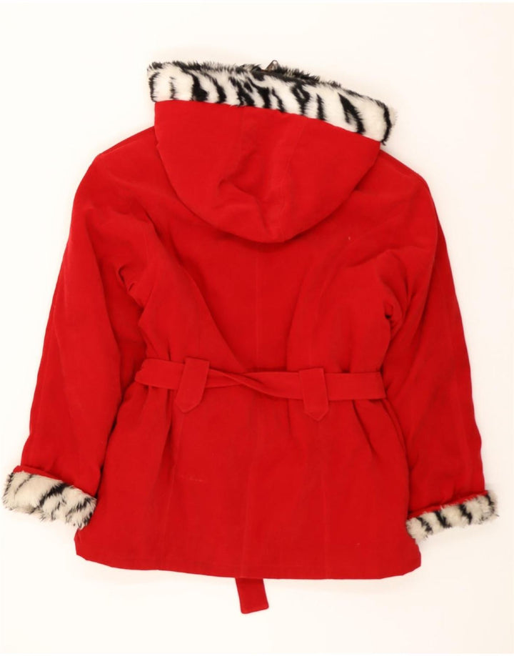 SABATINI Womens Hooded Overcoat UK 18 XL Red Vintage Sabatini and Second-Hand Sabatini from Messina Hembry 