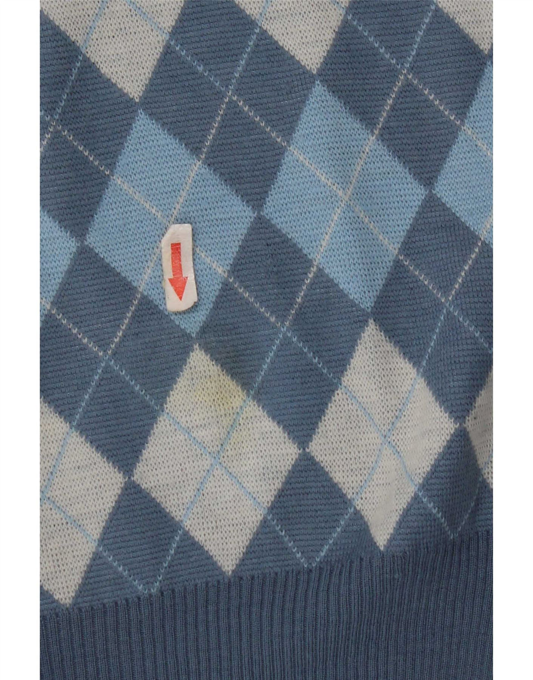 Canottiera vintage da uomo in lana a rombi/diamante blu medio