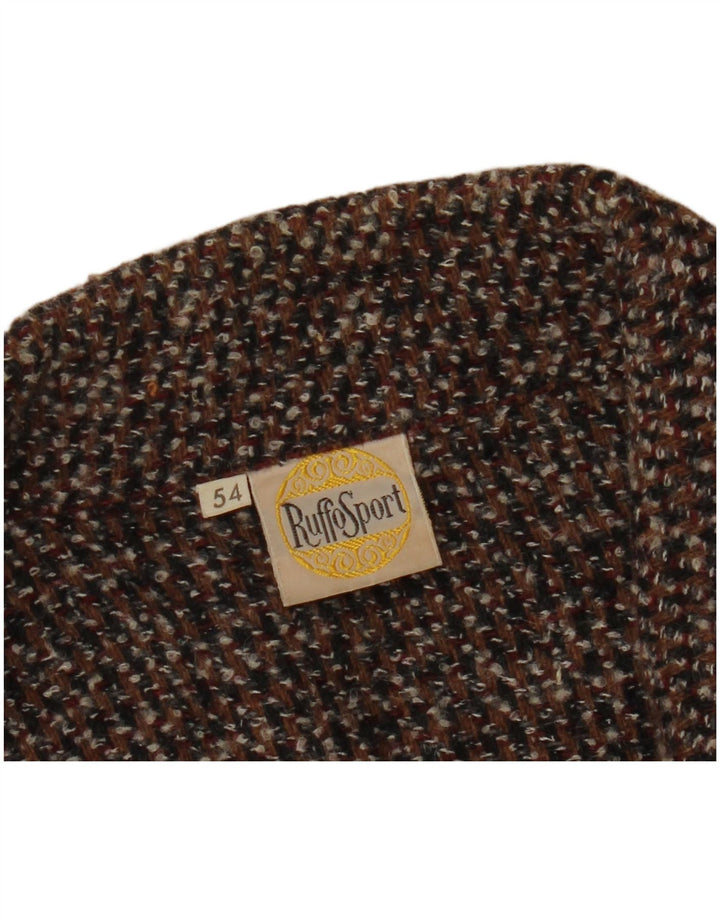 Maglione cardigan da uomo VINTAGE IT 54 XL Marrone screziato