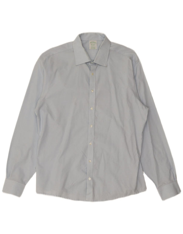 BROOKS BROTHERS Camicia da uomo taglia 16 1/2 grande cotone a righe blu