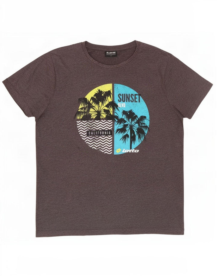 T-shirt grafica da uomo Lotto Top in cotone grigio medio
