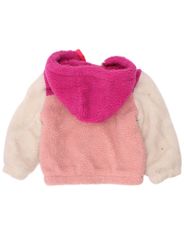 Gilet in pile con cappuccio per bambina Dkny 18-24 mesi in poliestere color block rosa