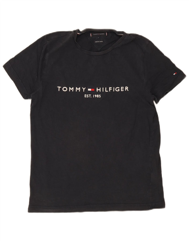 T-shirt grafica da uomo Tommy Hilfiger Top piccola in cotone nero