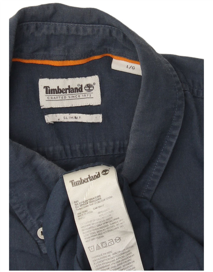 Camicia Timberland da uomo slim fit grande lino blu navy