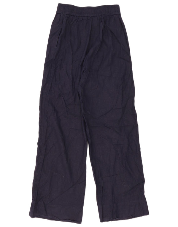 Pantaloni chino a gamba larga a vita alta da donna Zara XS W24 L30 Blu navy