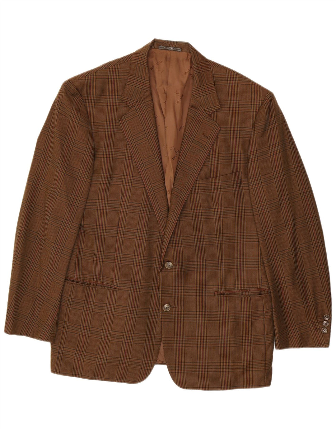 Giacca Blazer 2 Bottoni Uomo Trussardi IT 52 XL Pied De Poule Marrone