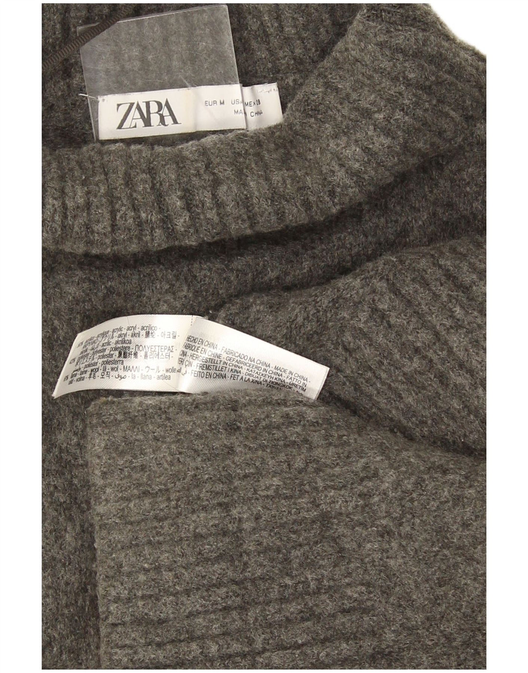 Maglione maglione oversize con collo alto da donna Zara UK 14 Grigio medio chiazzato