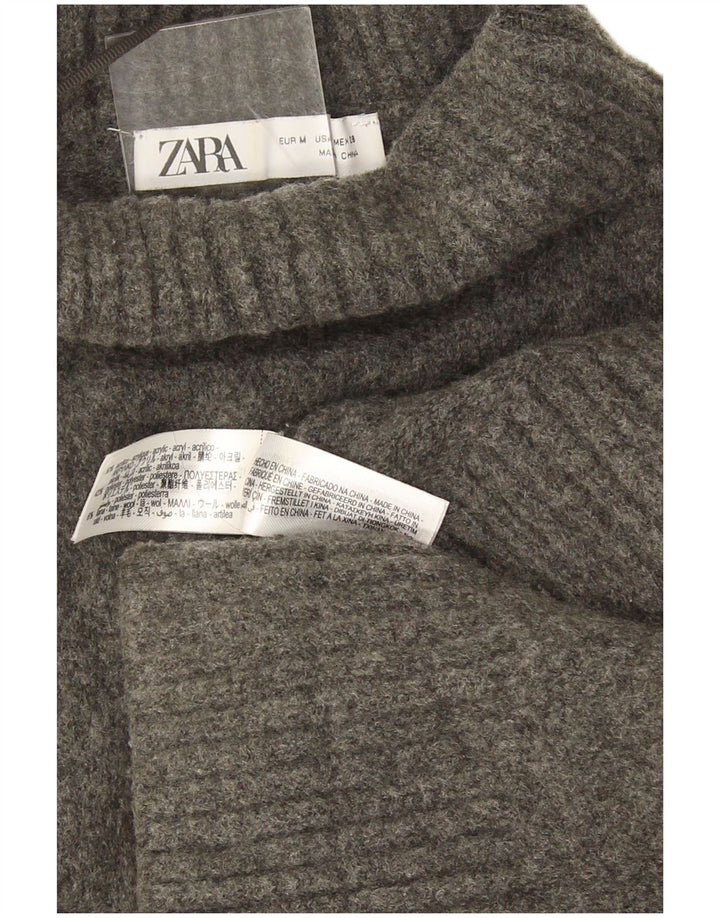 Maglione maglione oversize con collo alto da donna Zara UK 14 Grigio medio chiazzato
