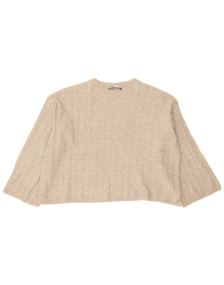 Maglione girocollo oversize da donna Zara UK 10 piccolo Beige
